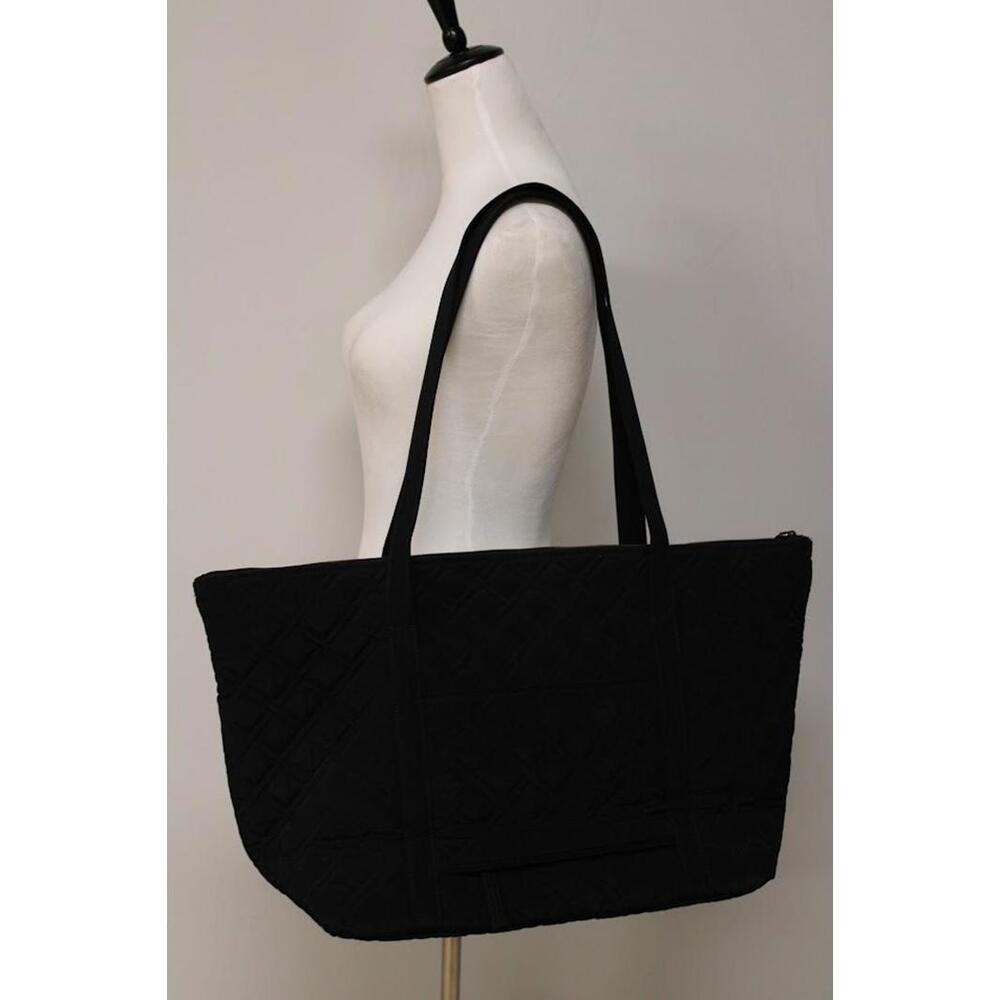 Vera Bradley Large Black Quilted Tote Bag Shoulder Bag 23" x 14" - Picture 4 of 4
